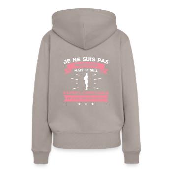 Je Ne Suis Pas Parfaite Mais Je Suis - Sweat à capuche Premium bio Femme - taupe - Dos - Julia (174cm)