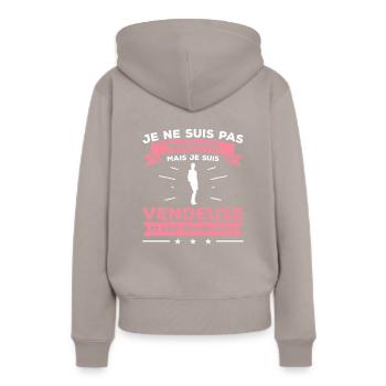 Je Ne Suis Pas Parfaite Mais Je Suis Vendeuse - Sweat à capuche Premium bio Femme - taupe - Dos - Julia (174cm)