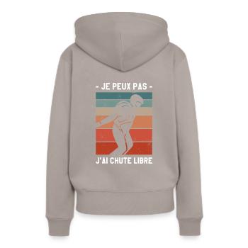 Je Peux Pas J'ai Chute Libre Parachutiste - Sweat à capuche Premium bio Femme - taupe - Dos - Julia (174cm)
