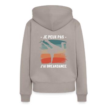 Je Peux Pas J'ai Breakdance Breakdancing - Sweat à capuche Premium bio Femme - taupe - Dos - Julia (174cm)