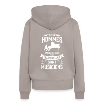 Mais Les Meilleurs Sont Musiciens Musique Musicien - Sweat à capuche Premium bio Femme - taupe - Dos - Julia (174cm)