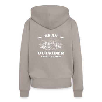 Soyez un outsider Profitez de la vue Bushcraft Camping - Sweat à capuche Premium bio Femme - taupe - Dos - Julia (174cm)