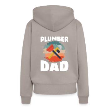 Klempner Papa Klempner - Frauen Premium Bio Hoodie - Taupe - Hinten - Julia (174cm)