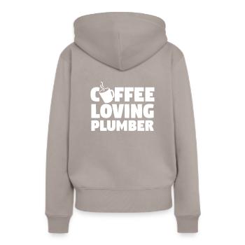Kaffee liebender Klempner Klempner Klempner - Frauen Premium Bio Hoodie - Taupe - Hinten - Julia (174cm)