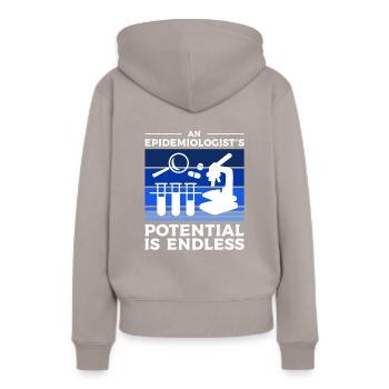 Das Potenzial eines Epidemiologen ist endlos - Frauen Premium Bio Hoodie - Taupe - Hinten - Julia (174cm)