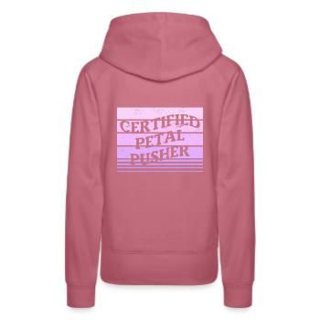 Zertifizierter Blütenschieber-Blumenarrangement-Florist - Frauen Premium Bio Hoodie - Malve - Hinten - Isabella (175cm)