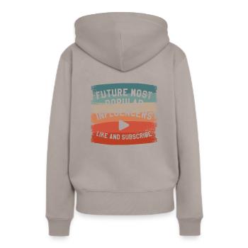 Zukünftige beliebteste Influencer mögen und abonnieren - Frauen Premium Bio Hoodie - Taupe - Hinten - Julia (174cm)