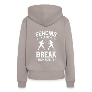 L’escrime est ma rupture avec la réalité Sword Fencer - Sweat à capuche Premium bio Femme - taupe - Dos - Julia (174cm)