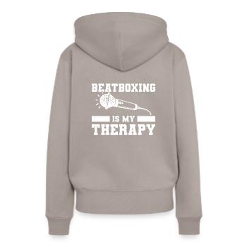 Beatboxen ist meine Therapie Beatbox Beatboxer - Frauen Premium Bio Hoodie - Taupe - Hinten - Julia (174cm)