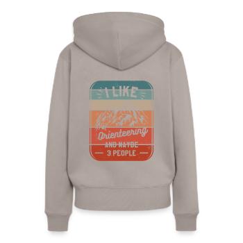 Ich mag Orientierungslauf und vielleicht 3 Personen Orientierungslauf - Frauen Premium Bio Hoodie - Taupe - Hinten - Julia (174cm)