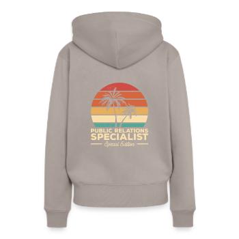 Vintage Public Relations Specialist Special - Women’s Premium Organic Hoodie - taupe - Back - Julia (174cm)