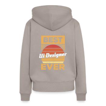 Vintage Best UI Designer Jamais Interface utilisateur - Sweat à capuche Premium bio Femme - taupe - Dos - Julia (174cm)