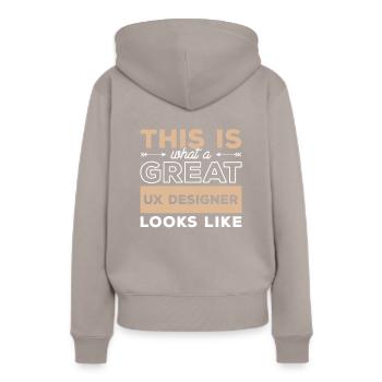 Voici à quoi ressemble un grand utilisateur UX Designer - Sweat à capuche Premium bio Femme - taupe - Dos - Julia (174cm)