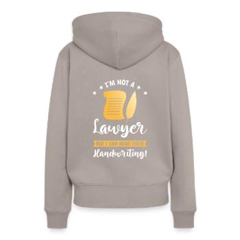 Ich bin kein Anwalt, aber ich kann ihre Handschrift lesen - Frauen Premium Bio Hoodie - Taupe - Hinten - Julia (174cm)