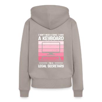 Ich brauche keinen Hammer Ich habe eine Tastatur Ich bin ein Legaler - Frauen Premium Bio Hoodie - Taupe - Hinten - Julia (174cm)