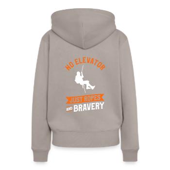 Pas d’ascenseur, juste des cordes et de la bravoure en rappel - Sweat à capuche Premium bio Femme - taupe - Dos - Julia (174cm)