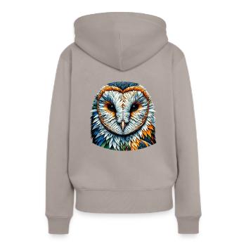 Polygon Art Schleiereule Eulen - Frauen Premium Bio Hoodie - Taupe - Hinten - Julia (174cm)