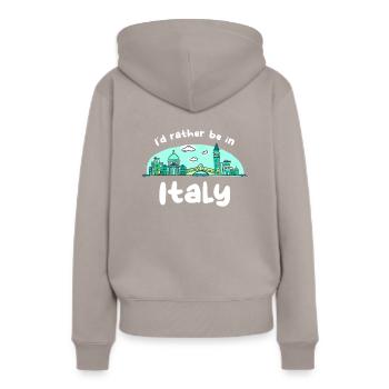 Je préfère être en Italie Vacancier Eiffel - Sweat à capuche Premium bio Femme - taupe - Dos - Julia (174cm)