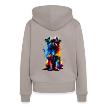 Splash Art Coloré Bruxelles Griffon Griffon - Sweat à capuche Premium bio Femme - taupe - Dos - Julia (174cm)