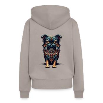 Mandala Art Bruxelles Griffon Griffon Bruxellois - Sweat à capuche Premium bio Femme - taupe - Dos - Julia (174cm)