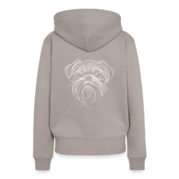 Line Art Bruxelles Griffon Griffon Bruxellois - Sweat à capuche Premium bio Femme - taupe - Dos - Julia (174cm)