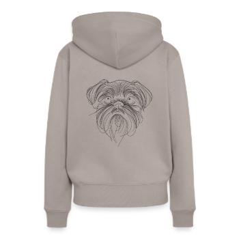 Line Art Bruxelles Griffon Griffon Bruxellois - Sweat à capuche Premium bio Femme - taupe - Dos - Julia (174cm)