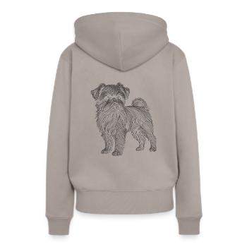 Line Art Bruxelles Griffon Griffon Bruxellois - Sweat à capuche Premium bio Femme - taupe - Dos - Julia (174cm)