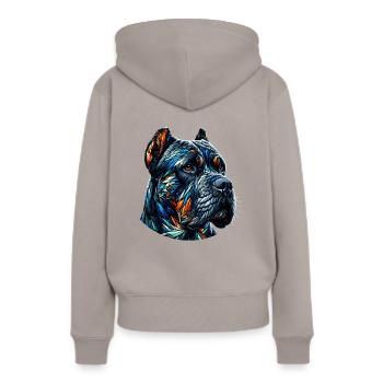 Polygon Art Cane Corso Italienischer Mastiff - Frauen Premium Bio Hoodie - Taupe - Hinten - Julia (174cm)