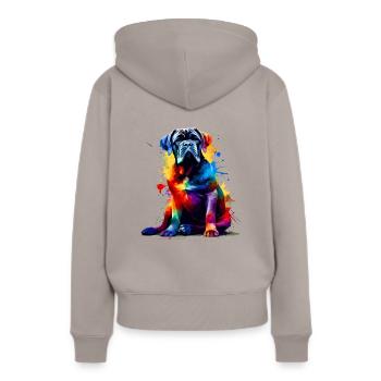 Bunte Splash Art Cane Corso Italienische Dogge - Frauen Premium Bio Hoodie - Taupe - Hinten - Julia (174cm)