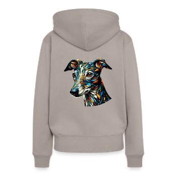 Polygon Art Italienisch Windhund Italienisch - Frauen Premium Bio Hoodie - Taupe - Hinten - Julia (174cm)