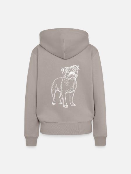 Line Art Staffordshire Bullterrier Staffy - Frauen Premium Bio Hoodie - Taupe