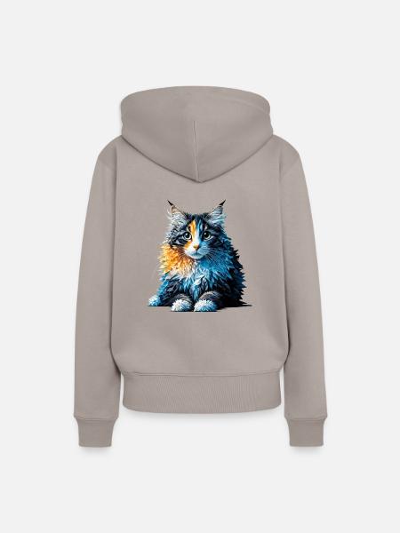 Polygon Art American Curl - Frauen Premium Bio Hoodie - Taupe