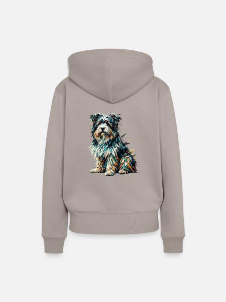 Polygon Art Tibetan Terrier Terriers - Frauen Premium Bio Hoodie - Taupe
