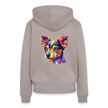 Buntes Pop Art Spielzeug Foxterrier Amerikanisches Spielzeug - Frauen Premium Bio Hoodie - Taupe - Hinten - Julia (174cm)