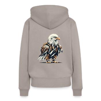 Geometrische Kunst Weißkopfseeadler Weißkopfseeadler - Frauen Premium Bio Hoodie - Taupe - Hinten - Julia (174cm)