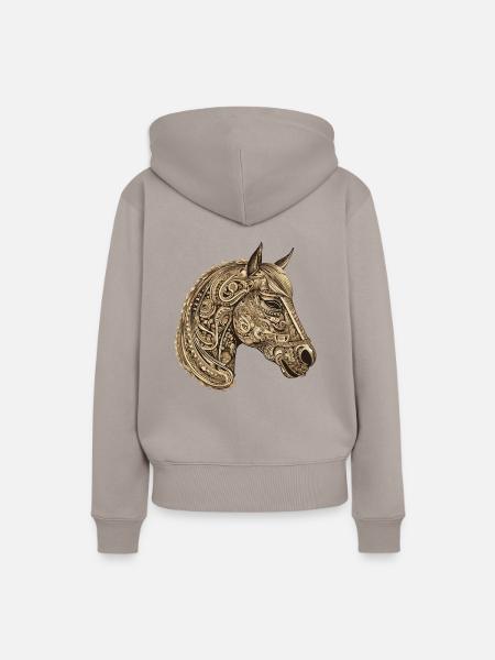 Pferd Portrait - Frauen Premium Bio Hoodie - Taupe