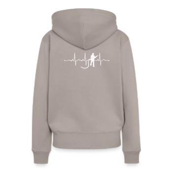 Herzschlag Feuerwehr - Frauen Premium Bio Hoodie - Taupe - Hinten - Julia (174cm)