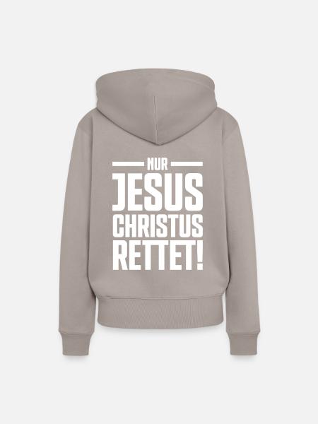 Jesus rettet - Frauen Premium Bio Hoodie - Taupe