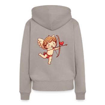 Engel Valentinstag Verliebt Cupid - Frauen Premium Bio Hoodie - Taupe - Hinten - Julia (174cm)