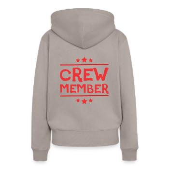 Crew Mitglied - Frauen Premium Bio Hoodie - Taupe - Hinten - Julia (174cm)