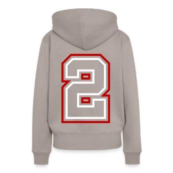 2 Numéro de numéro - Sweat à capuche Premium bio Femme - taupe - Dos - Julia (174cm)