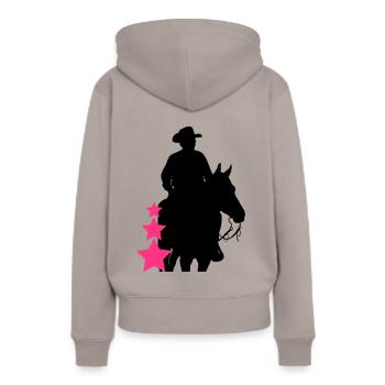 Cowboy , Horse and Stars - Frauen Premium Bio Hoodie - Taupe - Hinten - Julia (174cm)