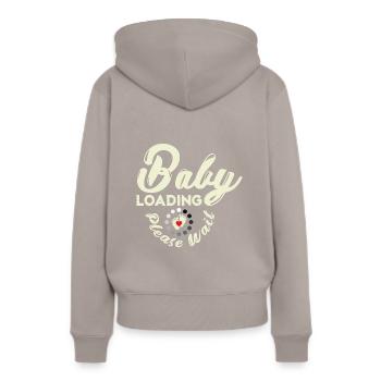 Baby is loaded, expectant mother - Women’s Premium Organic Hoodie - taupe - Back - Julia (174cm)