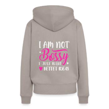 Ich habe die besten Ideen - Frauen Premium Bio Hoodie - Taupe - Hinten - Julia (174cm)