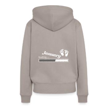 baby loading est enceinte en janvier - Sweat à capuche Premium bio Femme - taupe - Dos - Julia (174cm)