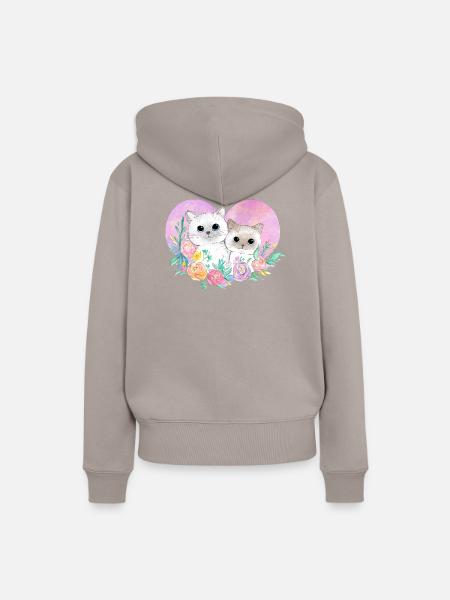 Katzenliebe - Frauen Premium Bio Hoodie - Taupe