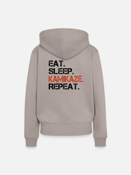 eat sleep kamikaze repeat - Frauen Premium Bio Hoodie - Taupe