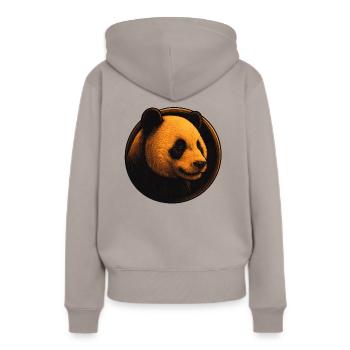 Panda – Le géant pacifique - Sweat à capuche Premium bio Femme - taupe - Dos - Julia (174cm)