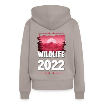 Faune 2022 - Sweat à capuche Premium bio Femme - taupe - Dos - Julia (174cm)