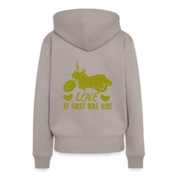 Motorrad Motocross Bike Racing Motorsport - Frauen Premium Bio Hoodie - Taupe - Hinten - Julia (174cm)